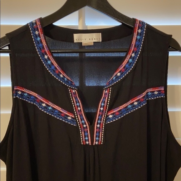 Kelly Renee Black Embroidered Tunic Sleeveless Top Size 1X - Picture 2 of 7